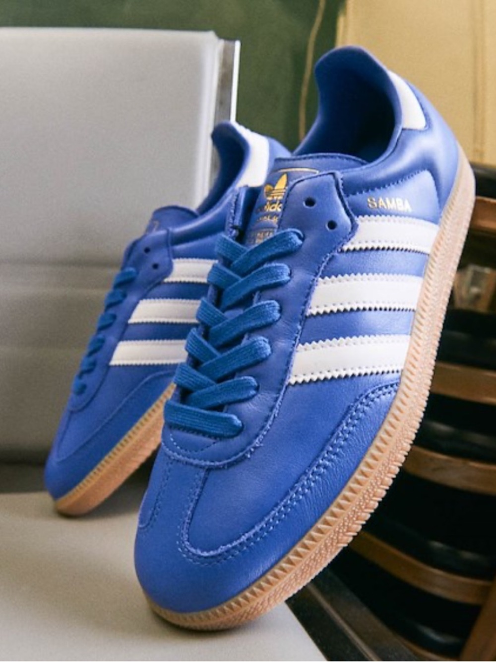 NIB Adidas Samba OG Blue/White Leather Unisex 6M/ 7.5W